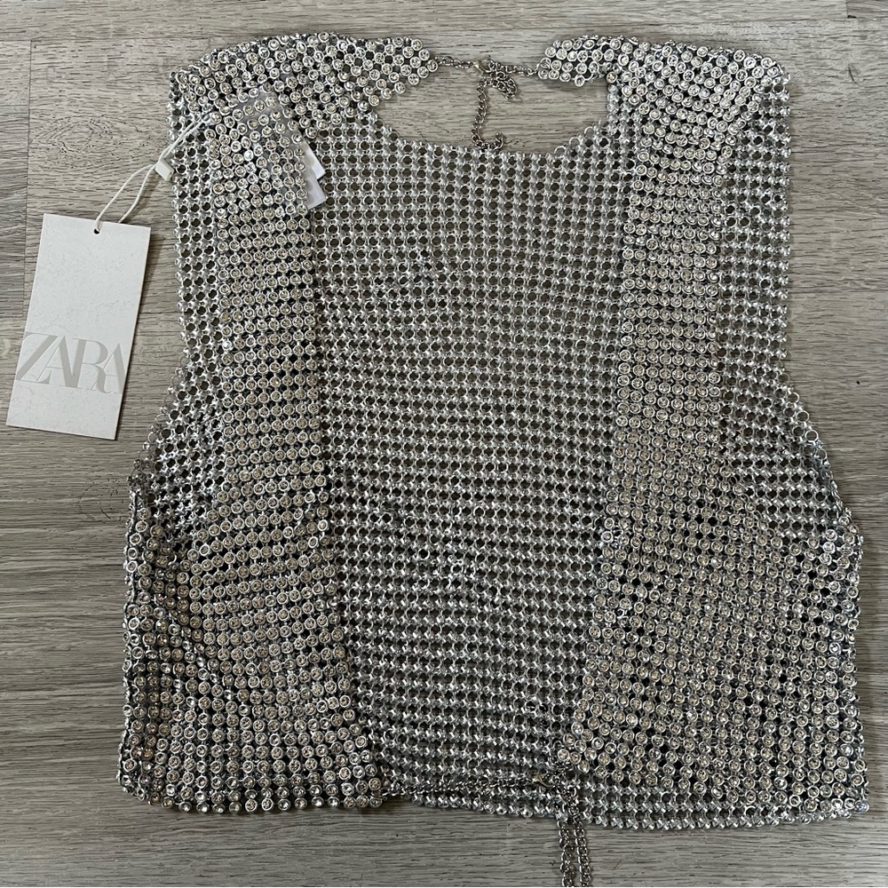 GORGEOUS ZARA NWT Open Back Rhinestone Top - Picture 13 of 14